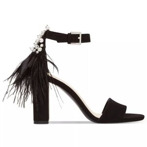 ⭐️40% Off⭐️ Nine West Aaronita Feather Embellished Dress Block Heel Dress Sandal